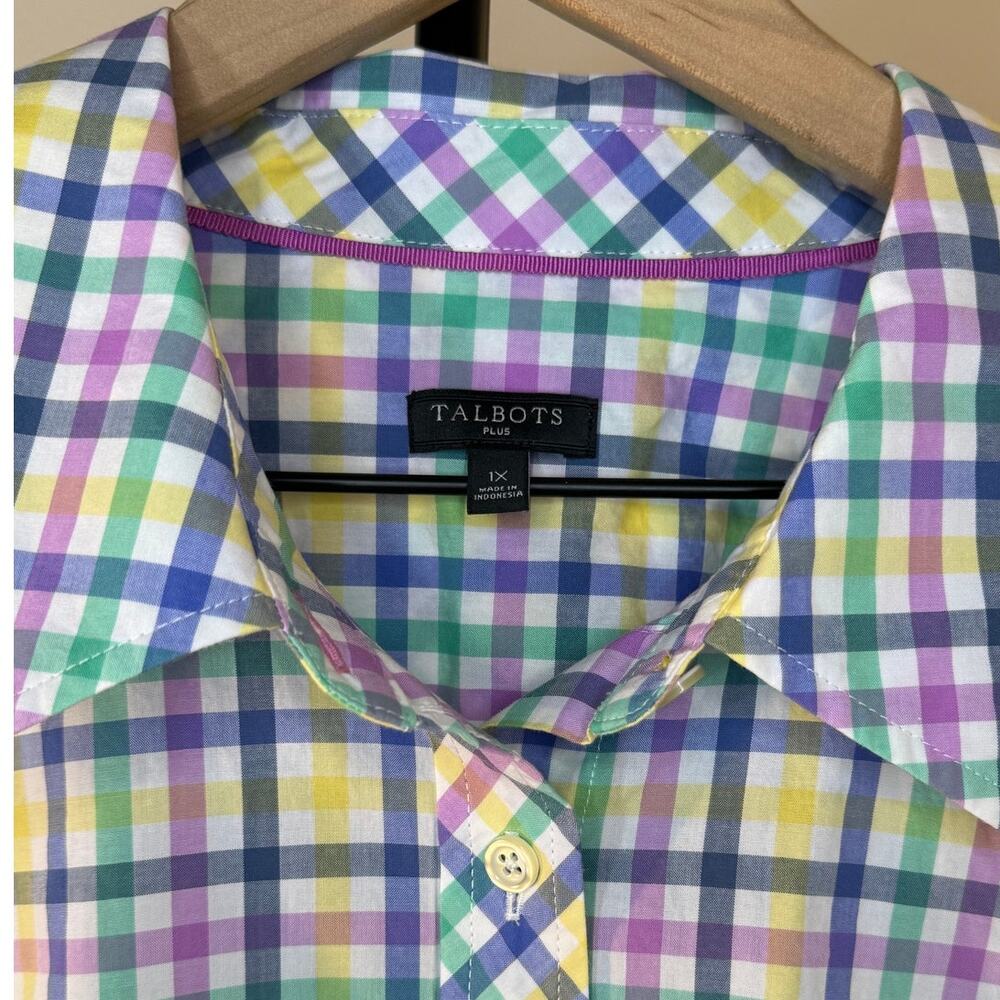Talbots Plus Multicolor Gingham Button-Down Shirt… - image 2